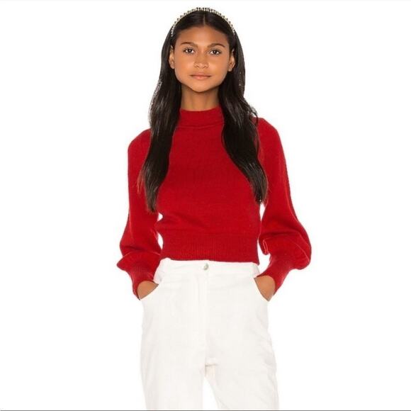 LPA Revolve Red Darcie Wool Blend Cropped Sweater, size Small - Picture 1 of 12